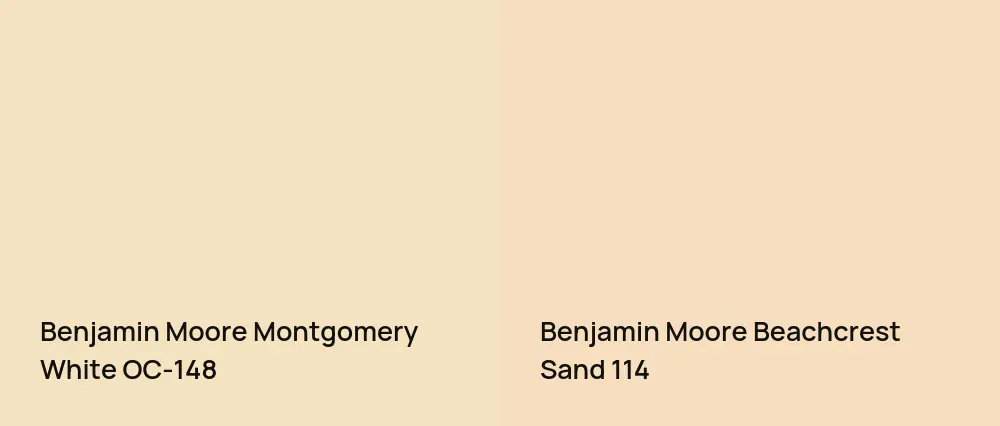 Benjamin Moore Montgomery White OC-148 vs Benjamin Moore Beachcrest Sand 114
