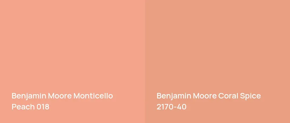 Benjamin Moore Monticello Peach 018 vs Benjamin Moore Coral Spice 2170-40