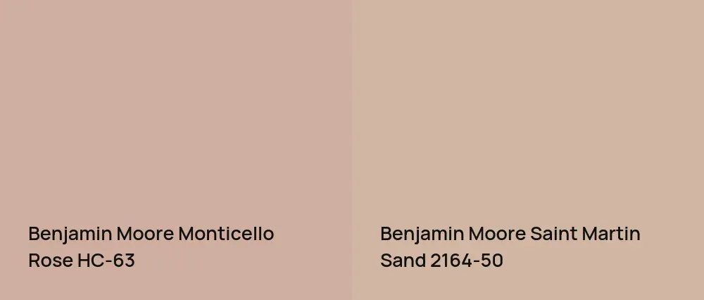 Benjamin Moore Monticello Rose HC-63 vs Benjamin Moore Saint Martin Sand 2164-50