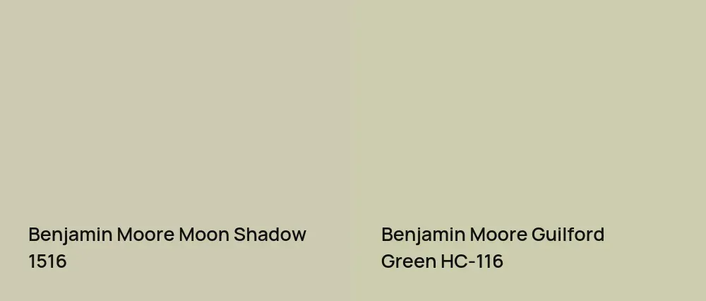 Benjamin Moore Moon Shadow 1516 vs Benjamin Moore Guilford Green HC-116