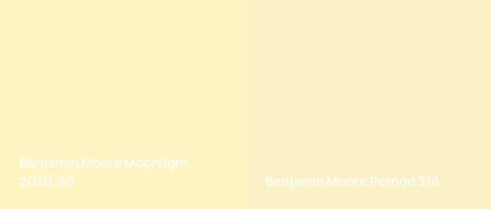Benjamin Moore Moonlight 2020-60 vs Benjamin Moore Pernod 316