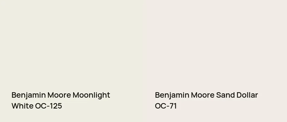 Benjamin Moore Moonlight White OC-125 vs Benjamin Moore Sand Dollar OC-71
