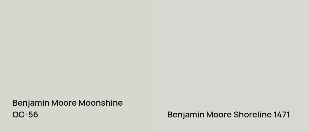Benjamin Moore Moonshine OC-56 vs Benjamin Moore Shoreline 1471
