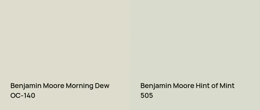 Benjamin Moore Morning Dew OC-140 vs Benjamin Moore Hint of Mint 505