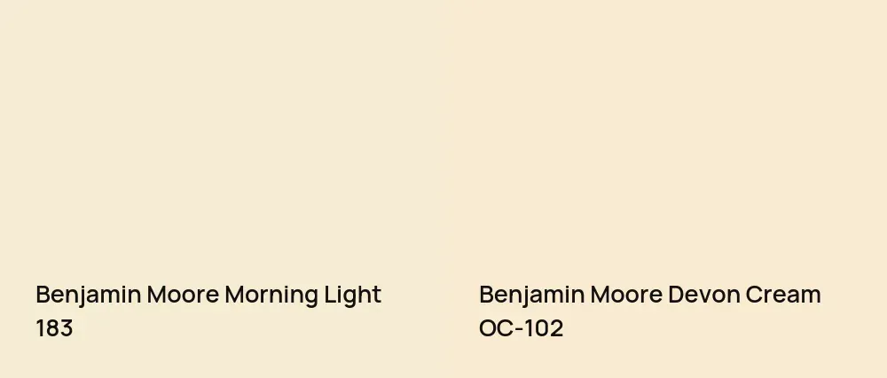Benjamin Moore Morning Light 183 vs Benjamin Moore Devon Cream OC-102