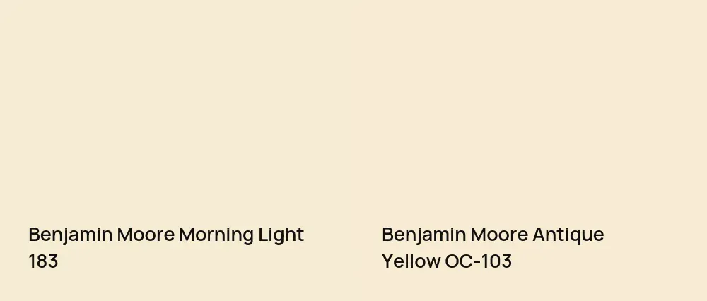 Benjamin Moore Morning Light 183 vs Benjamin Moore Antique Yellow OC-103