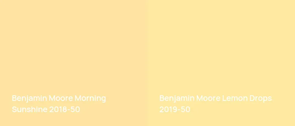 Benjamin Moore Morning Sunshine 2018-50 vs Benjamin Moore Lemon Drops 2019-50