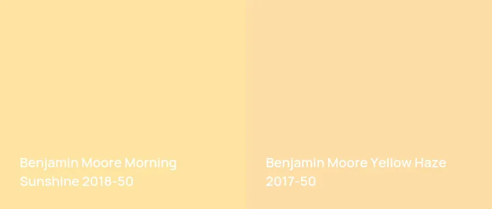 Benjamin Moore Morning Sunshine 2018-50 vs Benjamin Moore Yellow Haze 2017-50