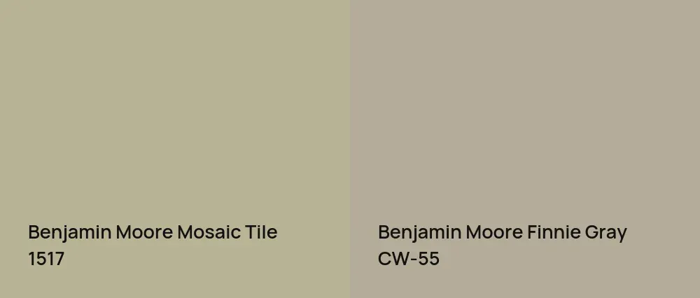 Benjamin Moore Mosaic Tile 1517 vs Benjamin Moore Finnie Gray CW-55