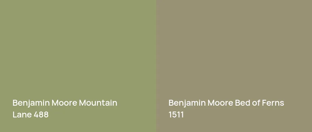 Benjamin Moore Mountain Lane 488 vs Benjamin Moore Bed of Ferns 1511