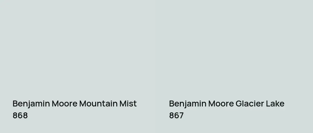 Benjamin Moore Mountain Mist 868 vs Benjamin Moore Glacier Lake 867