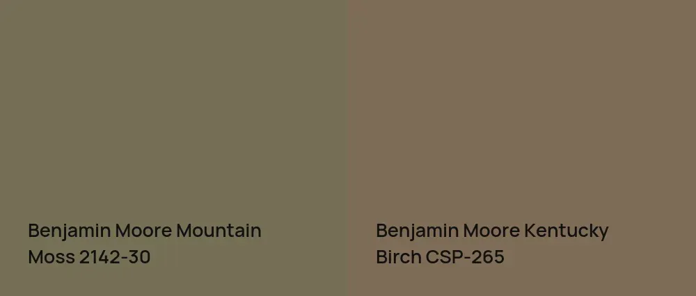 Benjamin Moore Mountain Moss 2142-30 vs Benjamin Moore Kentucky Birch CSP-265