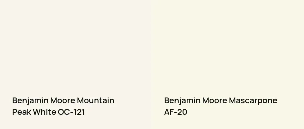 Benjamin Moore Mountain Peak White OC-121 vs Benjamin Moore Mascarpone AF-20