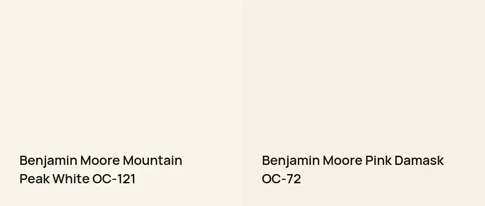 Benjamin Moore Mountain Peak White OC-121 vs Benjamin Moore Pink Damask OC-72