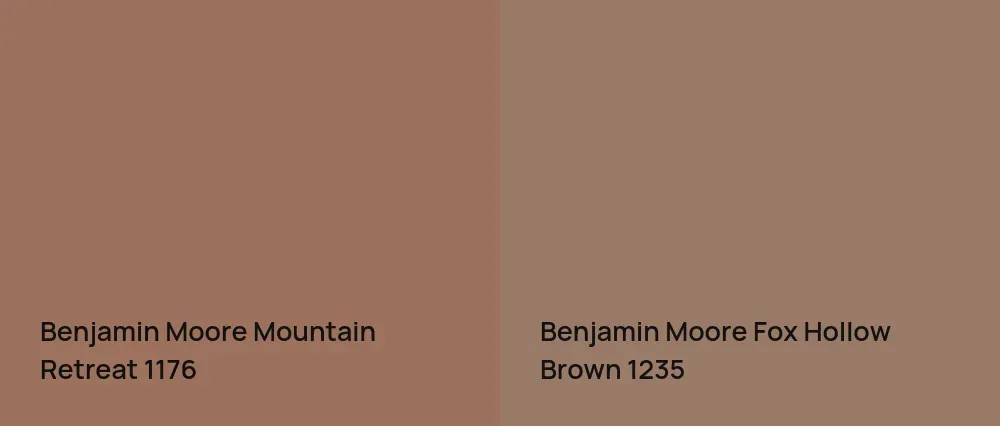 Benjamin Moore Mountain Retreat 1176 vs Benjamin Moore Fox Hollow Brown 1235