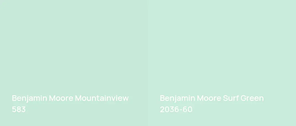 Benjamin Moore Mountainview 583 vs Benjamin Moore Surf Green 2036-60