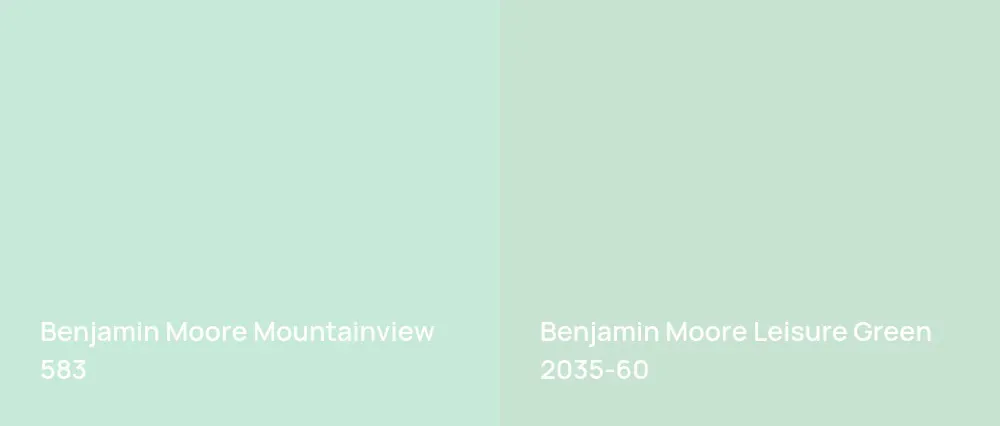 Benjamin Moore Mountainview 583 vs Benjamin Moore Leisure Green 2035-60