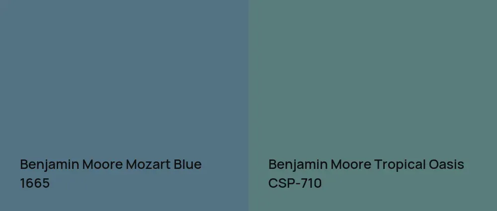 Benjamin Moore Mozart Blue 1665 vs Benjamin Moore Tropical Oasis CSP-710