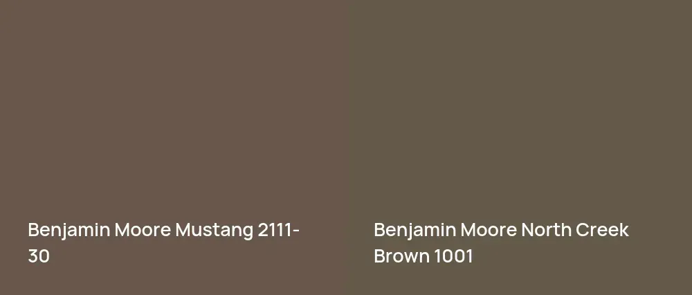 Benjamin Moore Mustang 2111-30 vs Benjamin Moore North Creek Brown 1001