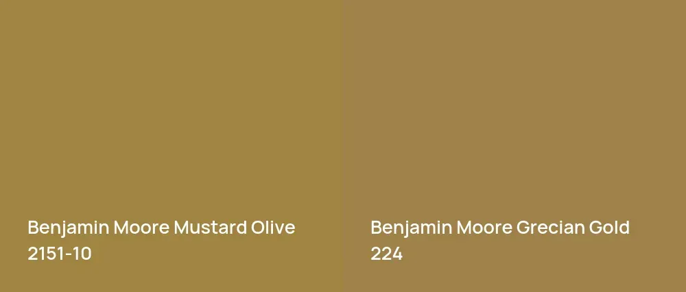 Benjamin Moore Mustard Olive 2151-10 vs Benjamin Moore Grecian Gold 224