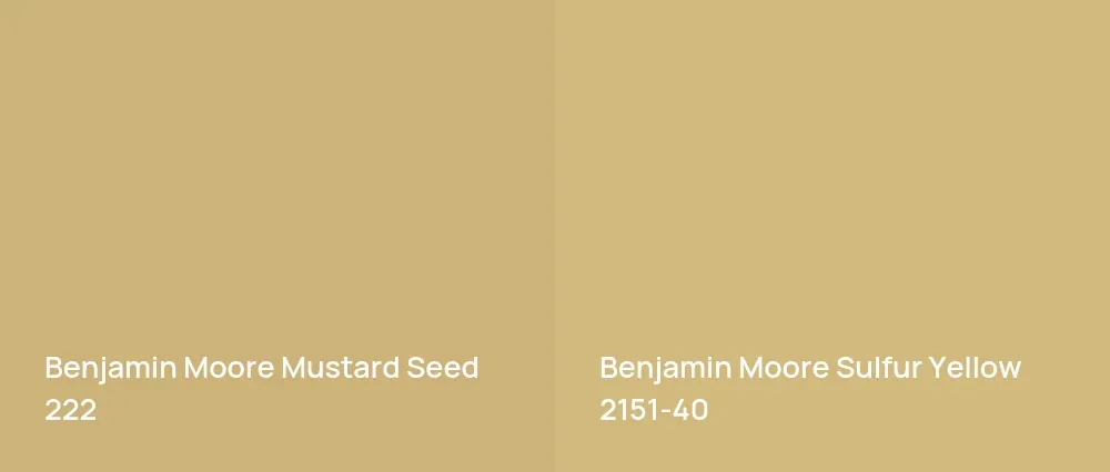 Benjamin Moore Mustard Seed 222 vs Benjamin Moore Sulfur Yellow 2151-40
