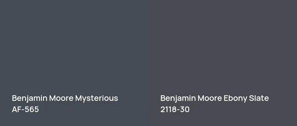 Benjamin Moore Mysterious AF-565 vs Benjamin Moore Ebony Slate 2118-30