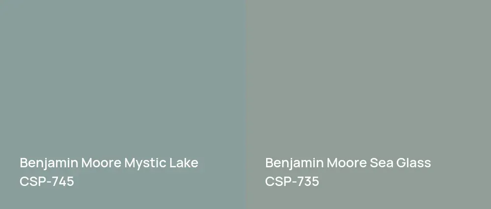 Benjamin Moore Mystic Lake CSP-745 vs Benjamin Moore Sea Glass CSP-735