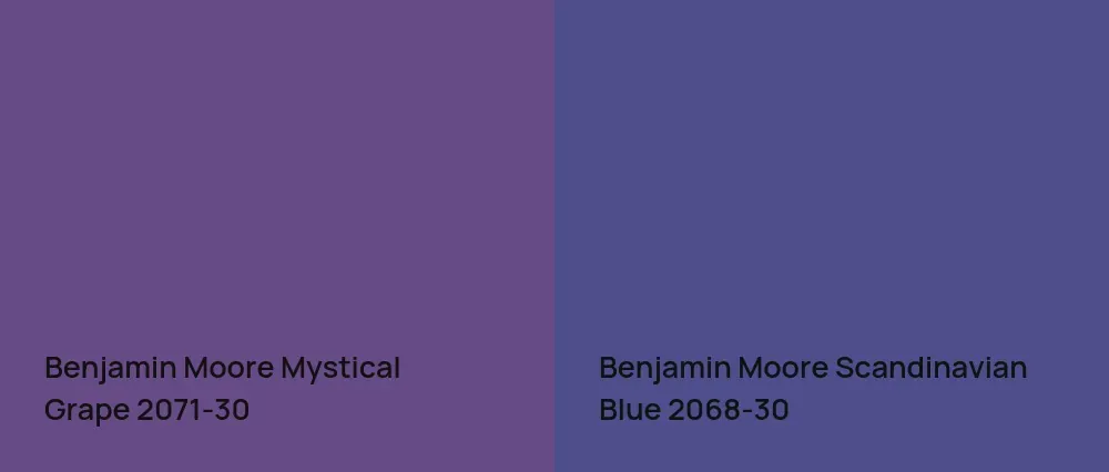 Benjamin Moore Mystical Grape 2071-30 vs Benjamin Moore Scandinavian Blue 2068-30