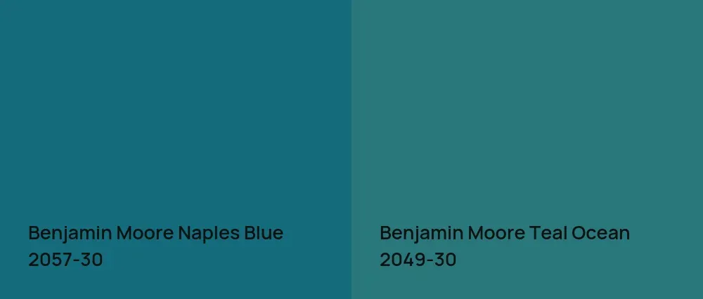 Benjamin Moore Naples Blue 2057-30 vs Benjamin Moore Teal Ocean 2049-30