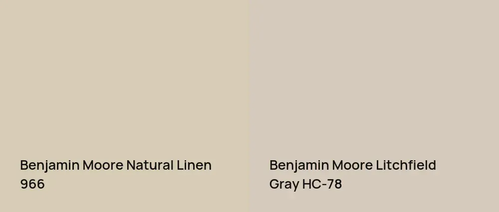 Benjamin Moore Natural Linen 966 vs Benjamin Moore Litchfield Gray HC-78
