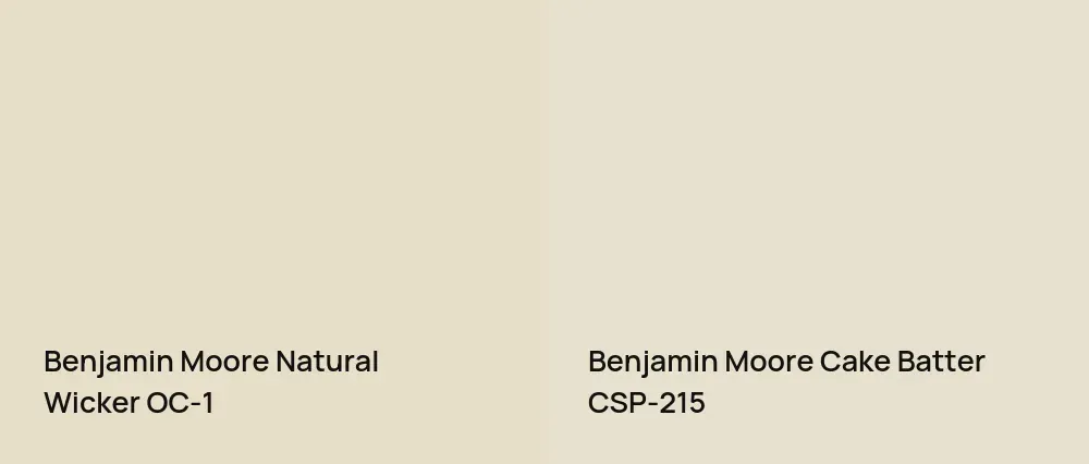 Benjamin Moore Natural Wicker OC-1 vs Benjamin Moore Cake Batter CSP-215