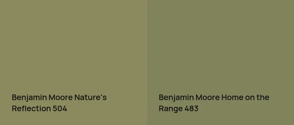 Benjamin Moore Nature's Reflection 504 vs Benjamin Moore Home on the Range 483