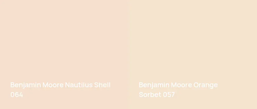 Benjamin Moore Nautilus Shell 064 vs Benjamin Moore Orange Sorbet 057