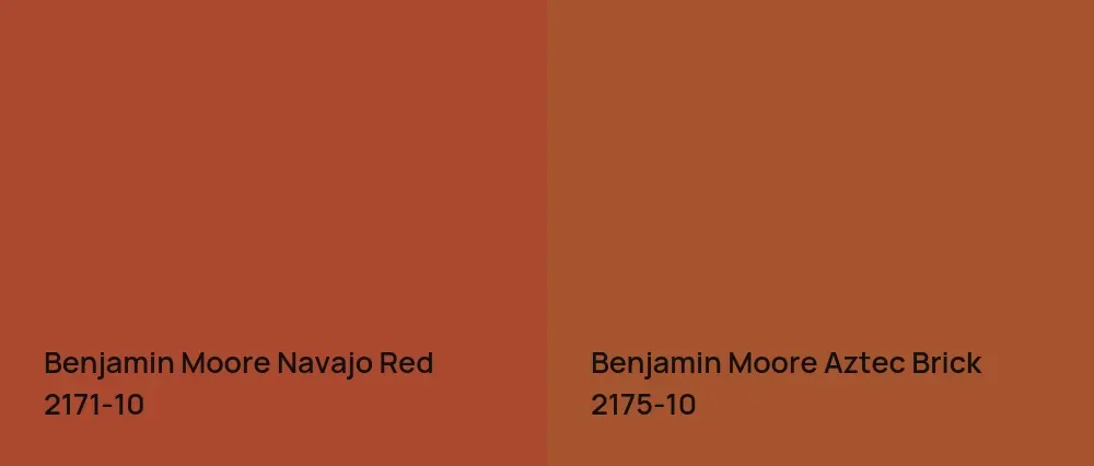 Benjamin Moore Navajo Red 2171-10 vs Benjamin Moore Aztec Brick 2175-10