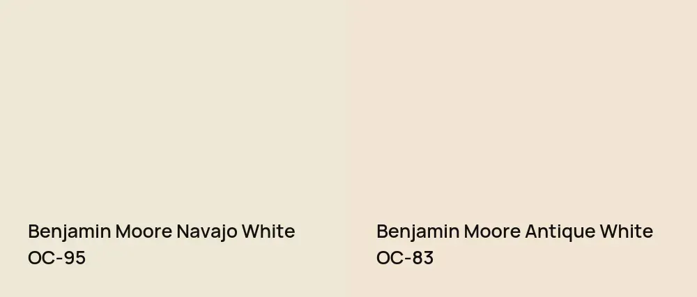 Benjamin Moore Navajo White OC-95 vs Benjamin Moore Antique White OC-83