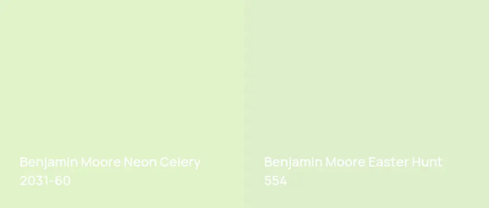 Benjamin Moore Neon Celery 2031-60 vs Benjamin Moore Easter Hunt 554