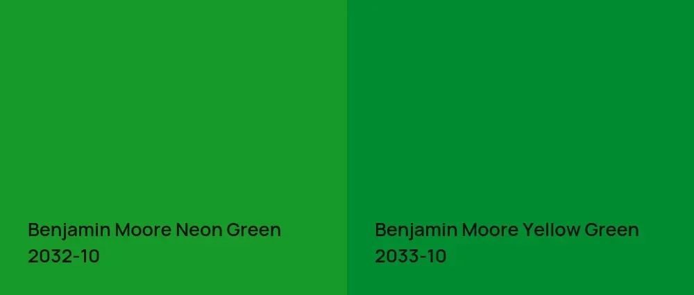 Benjamin Moore Neon Green 2032-10 vs Benjamin Moore Yellow Green 2033-10