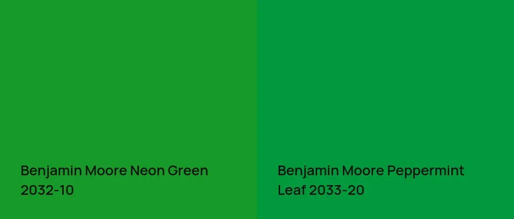 Benjamin Moore Neon Green 2032-10 vs Benjamin Moore Peppermint Leaf 2033-20