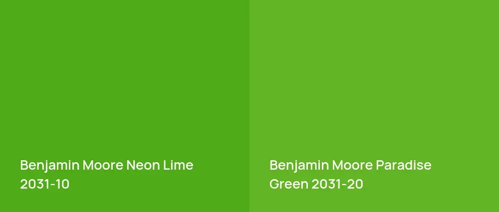 Benjamin Moore Neon Lime 2031-10 vs Benjamin Moore Paradise Green 2031-20
