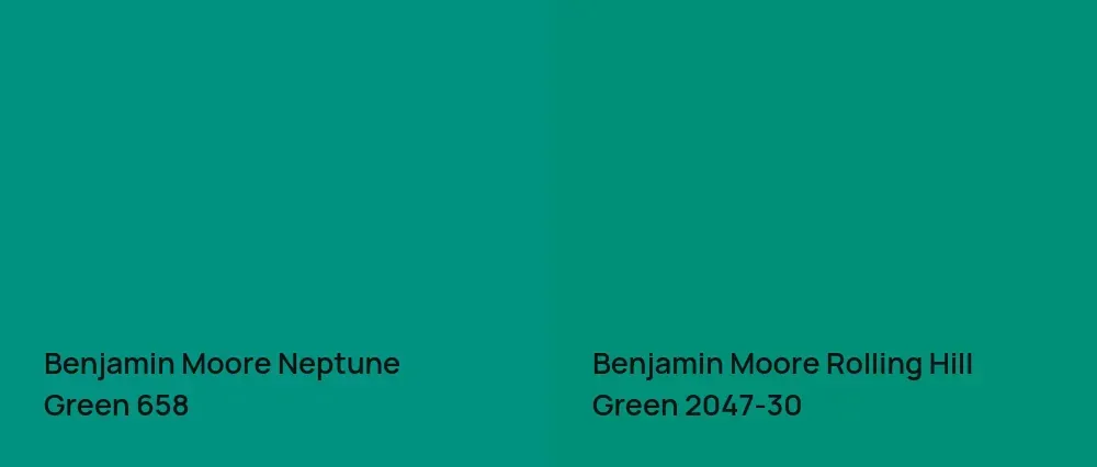 Benjamin Moore Neptune Green 658 vs Benjamin Moore Rolling Hill Green 2047-30