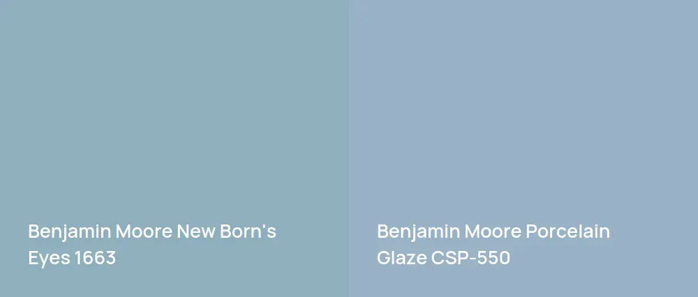 Benjamin Moore New Born's Eyes 1663 vs Benjamin Moore Porcelain Glaze CSP-550
