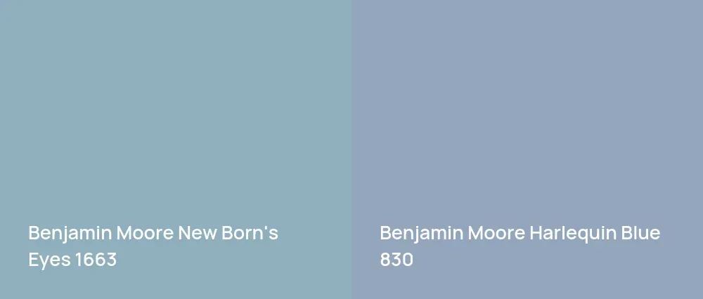 Benjamin Moore New Born's Eyes 1663 vs Benjamin Moore Harlequin Blue 830
