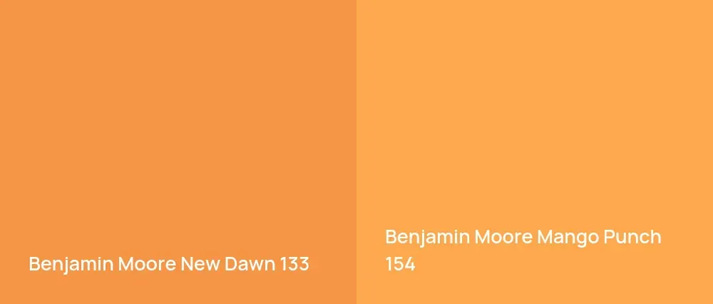 Benjamin Moore New Dawn 133 vs Benjamin Moore Mango Punch 154