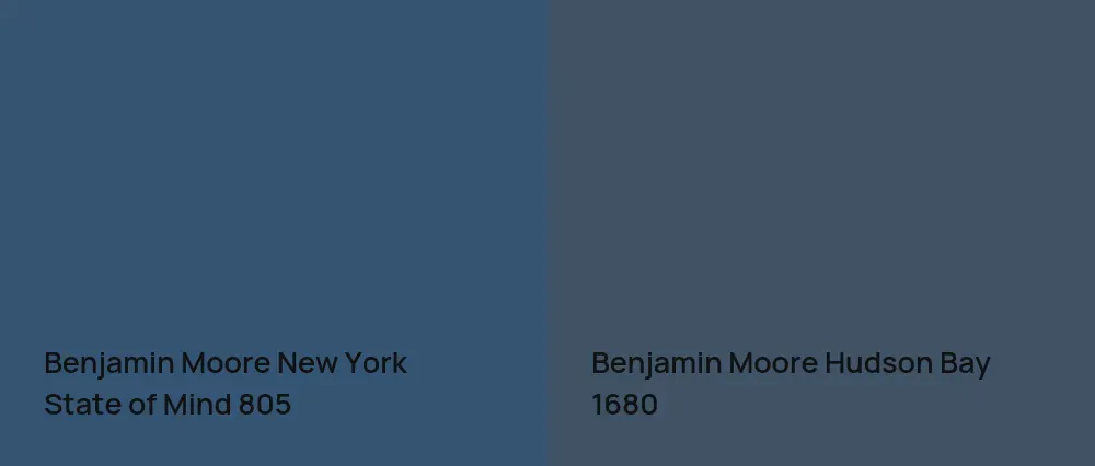 Benjamin Moore New York State of Mind 805 vs Benjamin Moore Hudson Bay 1680