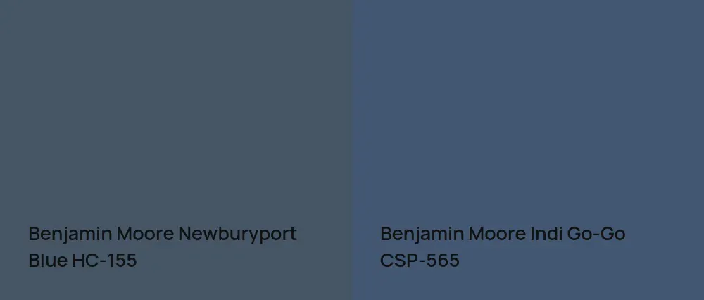 Benjamin Moore Newburyport Blue HC-155 vs Benjamin Moore Indi Go-Go CSP-565