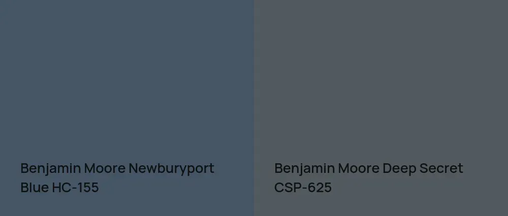 Benjamin Moore Newburyport Blue HC-155 vs Benjamin Moore Deep Secret CSP-625