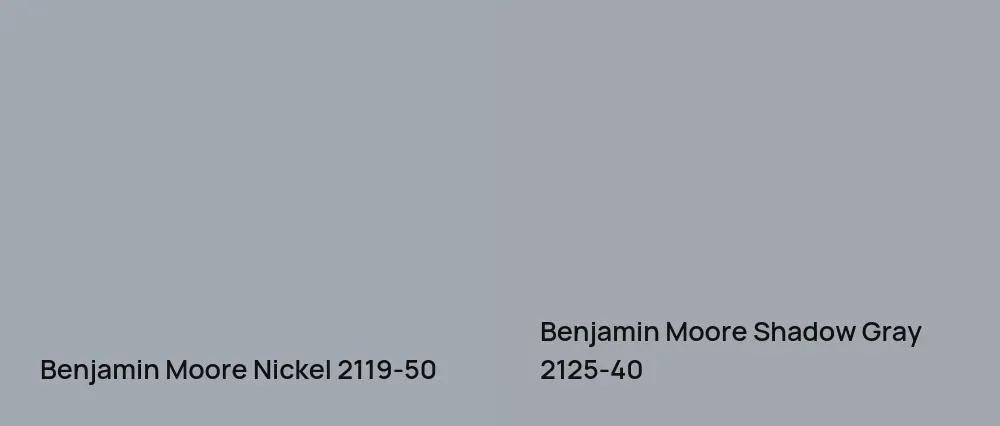 Benjamin Moore Nickel 2119-50 vs Benjamin Moore Shadow Gray 2125-40