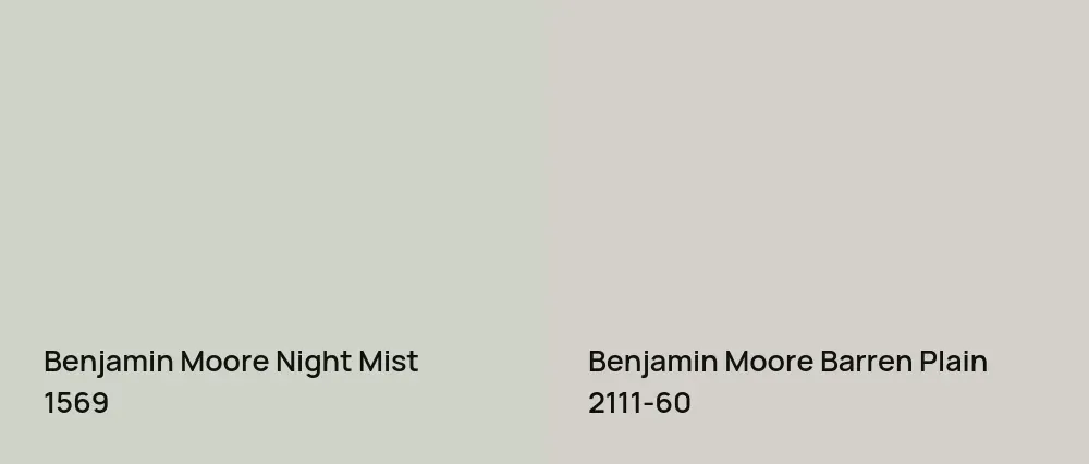 Benjamin Moore Night Mist 1569 vs Benjamin Moore Barren Plain 2111-60