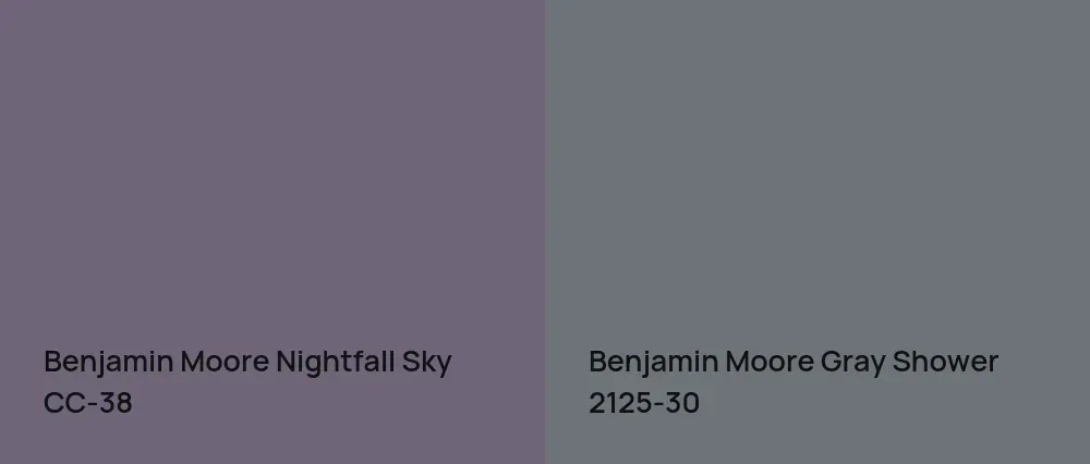 Benjamin Moore Nightfall Sky CC-38 vs Benjamin Moore Gray Shower 2125-30