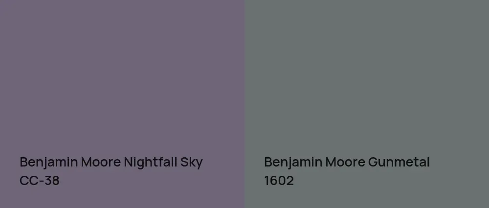 Benjamin Moore Nightfall Sky CC-38 vs Benjamin Moore Gunmetal 1602